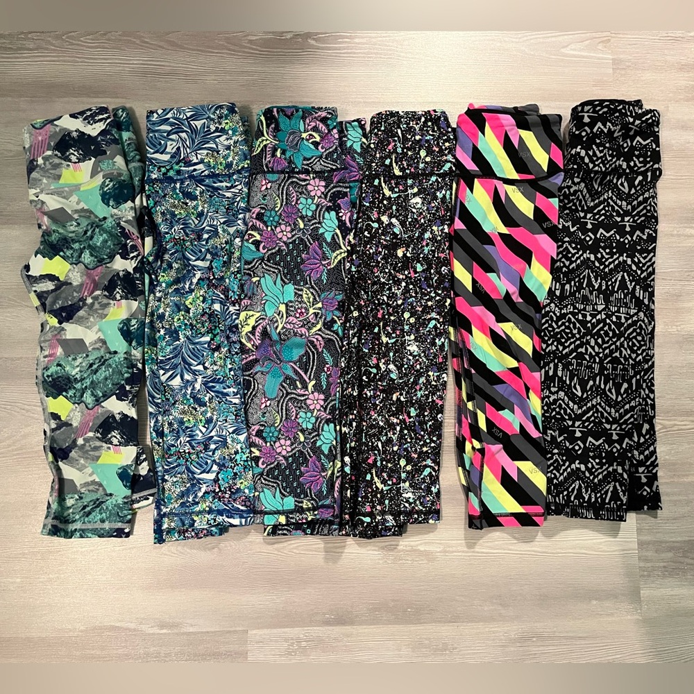Victoria’s Secret VSX Knockout Crop Colourful Leggings Set of 6 size XS